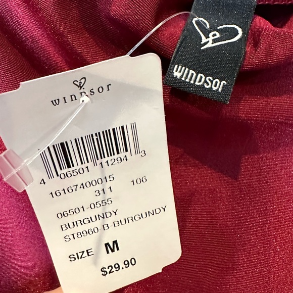 NWT Windsor 2-Pieces: Red Burgundy Wine One Sleeve Crop Top & Asymmetrical Skirt - Picture 13 of 14